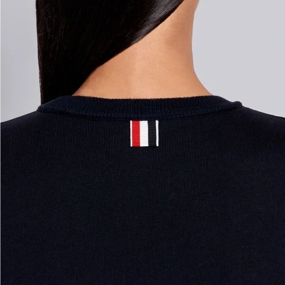 Thom Browne NAVY CLASSIC LOOPBACK TONAL 4-BAR CREWNECK SWEATER DRESS - Picture 4 of 14